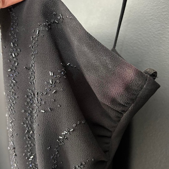 Vintage Y2k 90s Beaded Whimsigoth fairy goth maxi dress tiered hem formal large - Picture 8 of 8